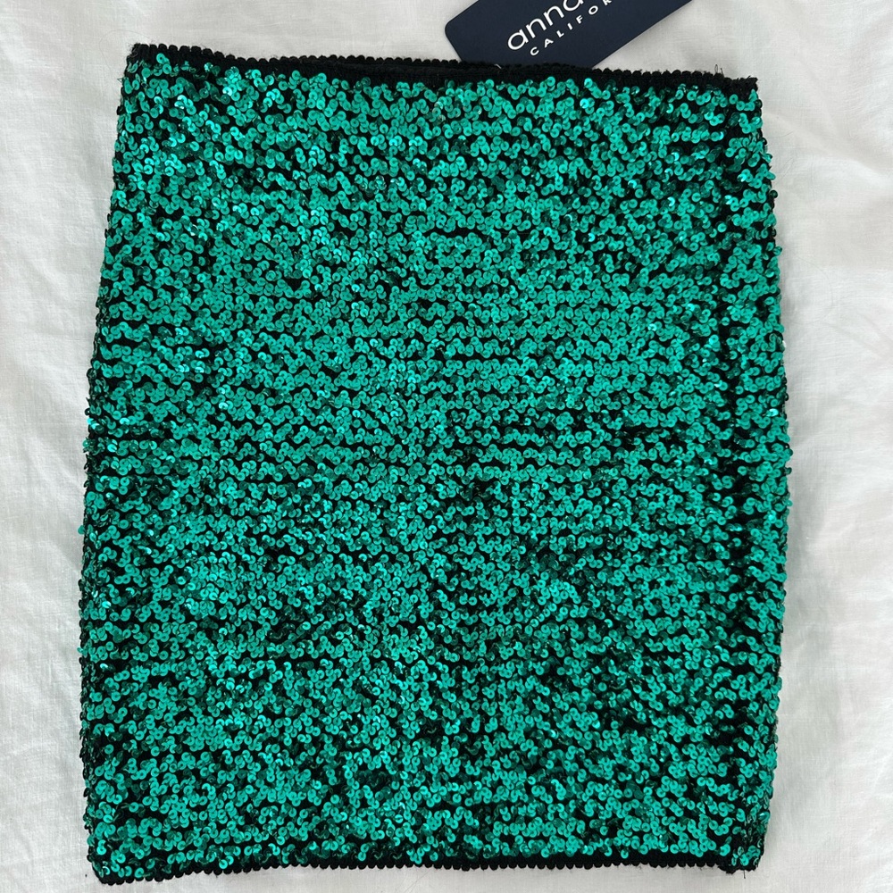 Anna Sequin Skirt in Emerald Green